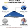 imageCROWN SHADES 10x10 Canopy Replacement Top  Only Compatible with Crown Shades RM100H Series Silver Coated with Air Vent White Top OnlyBlue
