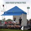 imageCROWN SHADES 10x10 Commercial Pop Up Canopy Tent with 4 Removable Sidewalls 1 Extended Awning 2 4quot Wheels4 Sandbags 1 400D Fabric Top 4 Adjustable Heights for Outdoor Events Parties BlueBlue
