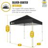 imageCROWN SHADES 10x10 Pop Up Canopy  Beach Tent with One Push Setup  Outdoor Sun Shade for Events Parties Camping  Gazebo with STONGo Cover Bag Silver Coated Top 3 Heightampamp 4 Sand Bags CoffeeBlack