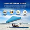 imageCROWN SHADES 10x10 Pop Up Canopy  Beach Tent with One Push Setup  Outdoor Sun Shade for Events Parties Camping  Gazebo with STONGo Cover Bag Silver Coated Top 3 Heightampamp 4 Sand Bags CoffeeSky Blue