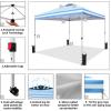 imageCROWN SHADES 10x10 Pop Up Canopy  Beach Tent with One Push Setup  Outdoor Sun Shade for Events Parties Camping  Gazebo with STONGo Cover Bag Silver Coated Top 3 Heightampamp 4 Sand Bags CoffeeSky Blue Stripes
