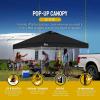 imageCROWN SHADES 10x10 Pop Up Canopy  Beach Tent with One Push Setup  Outdoor Sun Shade for Events Parties Camping  Gazebo with STONGo Cover Bag Silver Coated Top 3 Heightampamp 4 Sand Bags CoffeeBlack