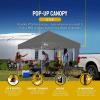 imageCROWN SHADES 10x10 Pop Up Canopy  Beach Tent with One Push Setup  Outdoor Sun Shade for Events Parties Camping  Gazebo with STONGo Cover Bag Silver Coated Top 3 Heightampamp 4 Sand Bags CoffeeGrid Grey