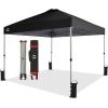 imageCROWN SHADES 10x10 Pop Up Canopy  Beach Tent with One Push Setup  Outdoor Sun Shade for Events Parties Camping  Gazebo with STONGo Cover Bag Silver Coated Top 3 Heightampamp 4 Sand Bags CoffeeBlack