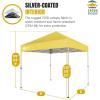 imageCROWN SHADES 10x10 Pop Up Canopy  Beach Tent with One Push Setup  Outdoor Sun Shade for Events Parties Camping  Gazebo with STONGo Cover Bag Silver Coated Top 3 Heightampamp 4 Sand Bags CoffeeYellow