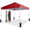 imageCROWN SHADES 10x10 Pop Up Canopy  Beach Tent with One Push Setup  Outdoor Sun Shade for Events Parties Camping  Gazebo with STONGo Cover Bag Silver Coated Top 3 Heightampamp 4 Sand Bags CoffeeRed