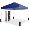 imageCROWN SHADES 10x10 Pop Up Canopy  Beach Tent with One Push Setup  Outdoor Sun Shade for Events Parties Camping  Gazebo with STONGo Cover Bag Silver Coated Top 3 Heightampamp 4 Sand Bags CoffeeNavy Blue