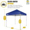 imageCROWN SHADES 10x10 Pop Up Canopy  Beach Tent with One Push Setup  Outdoor Sun Shade for Events Parties Camping  Gazebo with STONGo Cover Bag Silver Coated Top 3 Heightampamp 4 Sand Bags CoffeeNavy Blue