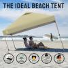 imageCROWN SHADES 10x10 Pop Up Canopy  Beach Tent with One Push Setup  Outdoor Sun Shade for Events Parties Camping  Gazebo with STONGo Cover Bag Silver Coated Top 3 Heightampamp 4 Sand Bags CoffeeBeige