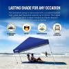 imageCROWN SHADES 10x10 Pop Up Canopy  Beach Tent with One Push Setup  Outdoor Sun Shade for Events Parties Camping  Gazebo with STONGo Cover Bag Silver Coated Top 3 Heightampamp 4 Sand Bags CoffeeNavy Blue