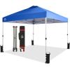 imageCROWN SHADES 10x10 Pop Up Canopy  Beach Tent with One Push Setup  Outdoor Sun Shade for Events Parties Camping  Gazebo with STONGo Cover Bag Silver Coated Top 3 Heightampamp 4 Sand Bags CoffeeBlue