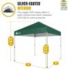 imageCROWN SHADES 10x10 Pop Up Canopy  Beach Tent with One Push Setup  Outdoor Sun Shade for Events Parties Camping  Gazebo with STONGo Cover Bag Silver Coated Top 3 Heightampamp 4 Sand Bags CoffeeForest Green
