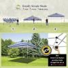 imageCROWN SHADES 10x10 Pop Up Canopy  Beach Tent with One Push Setup  Outdoor Sun Shade for Events Parties Camping  Gazebo with STONGo Cover Bag Silver Coated Top 3 Heightampamp 4 Sand Bags CoffeeNavy Blue Stripes