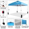 imageCROWN SHADES 10x10 Pop Up Canopy  Beach Tent with One Push Setup  Outdoor Sun Shade for Events Parties Camping  Gazebo with STONGo Cover Bag Silver Coated Top 3 Heightampamp 4 Sand Bags CoffeeSky Blue