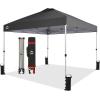 imageCROWN SHADES 10x10 Pop Up Canopy  Beach Tent with One Push Setup  Outdoor Sun Shade for Events Parties Camping  Gazebo with STONGo Cover Bag Silver Coated Top 3 Heightampamp 4 Sand Bags CoffeeGray