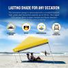 imageCROWN SHADES 10x10 Pop Up Canopy  Beach Tent with One Push Setup  Outdoor Sun Shade for Events Parties Camping  Gazebo with STONGo Cover Bag Silver Coated Top 3 Heightampamp 4 Sand Bags CoffeeYellow
