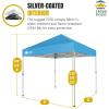 imageCROWN SHADES 10x10 Pop Up Canopy  Beach Tent with One Push Setup  Outdoor Sun Shade for Events Parties Camping  Gazebo with STONGo Cover Bag Silver Coated Top 3 Heightampamp 4 Sand Bags CoffeeSky Blue