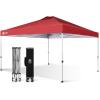imageCROWN SHADES 10x10 Pop Up Canopy  Beach Tent with One Push Setup  Outdoor Sun Shade for Events Parties Camping  Gazebo with STONGo Cover Bag Silver Coated Top 3 Heightampamp 4 Sand Bags CoffeeRed