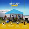 imageCROWN SHADES 10x10 Pop Up Canopy  Beach Tent with One Push Setup  Outdoor Sun Shade for Events Parties Camping  Gazebo with STONGo Cover Bag Silver Coated Top 3 Heightampamp 4 Sand Bags CoffeeSky Blue