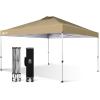 imageCROWN SHADES 10x10 Pop Up Canopy  Beach Tent with One Push Setup  Outdoor Sun Shade for Events Parties Camping  Gazebo with STONGo Cover Bag Silver Coated Top 3 Heightampamp 4 Sand Bags CoffeeBeige