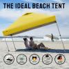 imageCROWN SHADES 10x10 Pop Up Canopy  Beach Tent with One Push Setup  Outdoor Sun Shade for Events Parties Camping  Gazebo with STONGo Cover Bag Silver Coated Top 3 Heightampamp 4 Sand Bags CoffeeYellow