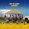 imageCROWN SHADES 10x10 Pop Up Canopy  Beach Tent with One Push Setup  Outdoor Sun Shade for Events Parties Camping  Gazebo with STONGo Cover Bag Silver Coated Top 3 Heightampamp 4 Sand Bags CoffeeBeige
