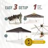 imageCROWN SHADES 10x10 Pop Up Canopy  Beach Tent with One Push Setup  Outdoor Sun Shade for Events Parties Camping  Gazebo with STONGo Cover Bag Silver Coated Top 3 Heightampamp 4 Sand Bags CoffeeGray