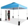 imageCROWN SHADES 10x10 Pop Up Canopy  Beach Tent with One Push Setup  Outdoor Sun Shade for Events Parties Camping  Gazebo with STONGo Cover Bag Silver Coated Top 3 Heightampamp 4 Sand Bags CoffeeSky Blue