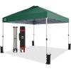 imageCROWN SHADES 10x10 Pop Up Canopy  Beach Tent with One Push Setup  Outdoor Sun Shade for Events Parties Camping  Gazebo with STONGo Cover Bag Silver Coated Top 3 Heightampamp 4 Sand Bags CoffeeForest Green