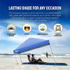 imageCROWN SHADES 10x10 Pop Up Canopy  Beach Tent with One Push Setup  Outdoor Sun Shade for Events Parties Camping  Gazebo with STONGo Cover Bag Silver Coated Top 3 Heightampamp 4 Sand Bags CoffeeBlue