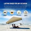 imageCROWN SHADES 10x10 Pop Up Canopy  Beach Tent with One Push Setup  Outdoor Sun Shade for Events Parties Camping  Gazebo with STONGo Cover Bag Silver Coated Top 3 Heightampamp 4 Sand Bags CoffeeBeige