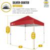 imageCROWN SHADES 10x10 Pop Up Canopy  Beach Tent with One Push Setup  Outdoor Sun Shade for Events Parties Camping  Gazebo with STONGo Cover Bag Silver Coated Top 3 Heightampamp 4 Sand Bags CoffeeRed