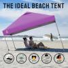 imageCROWN SHADES 10x10 Pop Up Canopy  Beach Tent with One Push Setup  Outdoor Sun Shade for Events Parties Camping  Gazebo with STONGo Cover Bag Silver Coated Top 3 Heightampamp 4 Sand Bags CoffeePurple