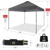 imageCROWN SHADES 10x10 Pop Up Canopy Tent  Patented Center Lock One Push Instant Outdoor Canopy Beach Tent with STONGo Bag 8 Stakes ampamp 4 Sand BagsBlack10x10 Adjustable