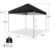 imageCROWN SHADES 10x10 Pop Up Canopy Tent  Patented Center Lock One Push Instant Outdoor Canopy Beach Tent with STONGo Bag 8 Stakes ampamp 4 Sand BagsBlack10x10 Infinite Adjustment