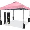 imageCROWN SHADES 10x10 Pop Up Canopy Tent  Patented Center Lock One Push Instant Outdoor Canopy Beach Tent with STONGo Bag 8 Stakes ampamp 4 Sand BagsBlack10x10 Adjustable
