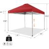 imageCROWN SHADES 10x10 Pop Up Canopy Tent  Patented Center Lock One Push Instant Outdoor Canopy Beach Tent with STONGo Bag 8 Stakes ampamp 4 Sand BagsBlack10x10 Infinite Adjustment