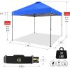 imageCROWN SHADES 10x10 Pop Up Canopy Tent  Patented Center Lock One Push Instant Outdoor Canopy Beach Tent with STONGo Bag 8 Stakes ampamp 4 Sand BagsBlack10x10 Adjustable