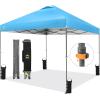 imageCROWN SHADES 10x10 Pop Up Canopy Tent  Patented Center Lock One Push Instant Outdoor Canopy Beach Tent with STONGo Bag 8 Stakes ampamp 4 Sand BagsBlack10x10 Infinite Adjustment