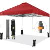 imageCROWN SHADES 10x10 Pop Up Canopy Tent  Patented Center Lock One Push Instant Outdoor Canopy Beach Tent with STONGo Bag 8 Stakes ampamp 4 Sand BagsBlack10x10 Infinite Adjustment