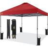 imageCROWN SHADES 10x10 Pop Up Canopy Tent  Patented Center Lock One Push Instant Outdoor Canopy Beach Tent with STONGo Bag 8 Stakes ampamp 4 Sand BagsBlack10x10 Adjustable