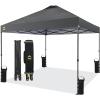 imageCROWN SHADES 10x10 Pop Up Canopy Tent  Patented Center Lock One Push Instant Outdoor Canopy Beach Tent with STONGo Bag 8 Stakes ampamp 4 Sand BagsBlack10x10 Adjustable