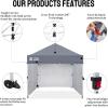 imageCROWN SHADES 10x10 Pop Up Canopy Tent with 1 Comercial Kit Instant Commercial Tent with Patended Centerlock 400D Silver Coated Fabric 1 Sidewall 4quot Wheels StoN Go BagWhiteGray