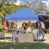 imageCROWN SHADES 10x10 Pop Up Canopy Tent with 1 Comercial Kit Instant Commercial Tent with Patended Centerlock 400D Silver Coated Fabric 1 Sidewall 4quot Wheels StoN Go BagWhiteBlue