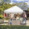imageCROWN SHADES 10x10 Pop Up Canopy Tent with 1 Comercial Kit Instant Commercial Tent with Patended Centerlock 400D Silver Coated Fabric 1 Sidewall 4quot Wheels StoN Go BagWhiteWhite
