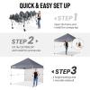 imageCROWN SHADES 10x10 Pop Up Canopy Tent with 1 Comercial Kit Instant Commercial Tent with Patended Centerlock 400D Silver Coated Fabric 1 Sidewall 4quot Wheels StoN Go BagWhiteGray