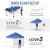 imageCROWN SHADES 10x10 Pop Up Canopy Tent with 1 Comercial Kit Instant Commercial Tent with Patended Centerlock 400D Silver Coated Fabric 1 Sidewall 4quot Wheels StoN Go BagWhiteBlue