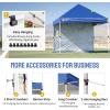 imageCROWN SHADES 10x10 Pop Up Canopy Tent with 1 Comercial Kit Instant Commercial Tent with Patended Centerlock 400D Silver Coated Fabric 1 Sidewall 4quot Wheels StoN Go BagWhiteBlue