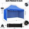 imageCROWN SHADES 10x15 Pop Up Canopy Tent Thicken Frame Commercial Heavy Duty Tent with 4 Sidewalls 8 Stakes ampamp 4 Sandbags ampamp 4 Ropes Outdoor Canopies for Events PartiesBlueBlue
