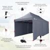 imageCROWN SHADES 10x15 Pop Up Canopy Tent Thicken Frame Commercial Heavy Duty Tent with 4 Sidewalls 8 Stakes ampamp 4 Sandbags ampamp 4 Ropes Outdoor Canopies for Events PartiesBlueGray